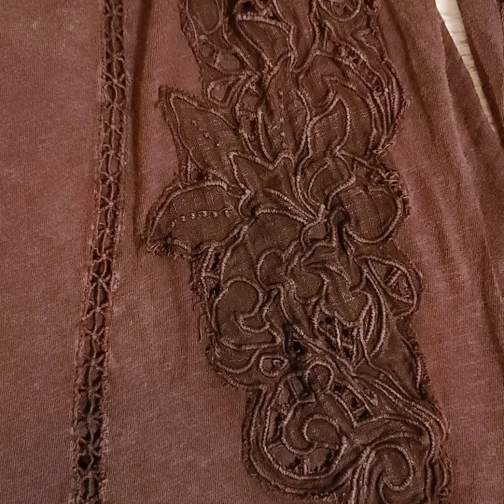 Free People Burgundy Boho Lace Top Small